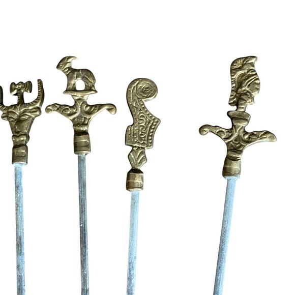 Vintage Brass Stainless Steel Kabob Skewers Set of 12 - Picture 2 of 6